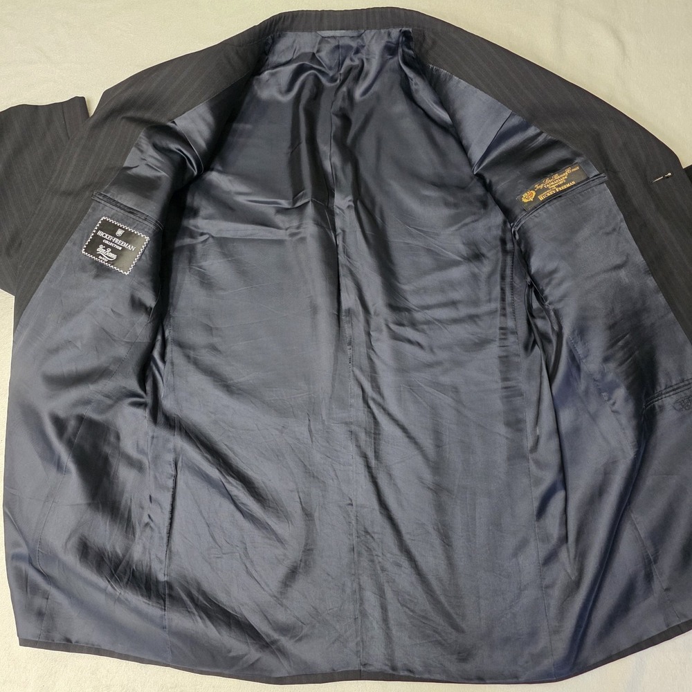 Hickey Freeman Loro Piana Navy Blue Diplomat 100% Wool Tasmanian 120s Blazer 42R - Picture 8 of 15